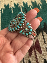 Load image into Gallery viewer, Navajo Old Pawn Cluster Kingman Turquoise &amp; Sterling Silver Cuff Bracelet