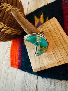 Navajo Turquoise & Sterling Silver Adjustable Moon Ring by Russell Sam