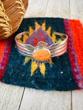 Load image into Gallery viewer, Navajo Orange Spiny &amp; Sterling Silver Thunderbird Cuff Bracelet