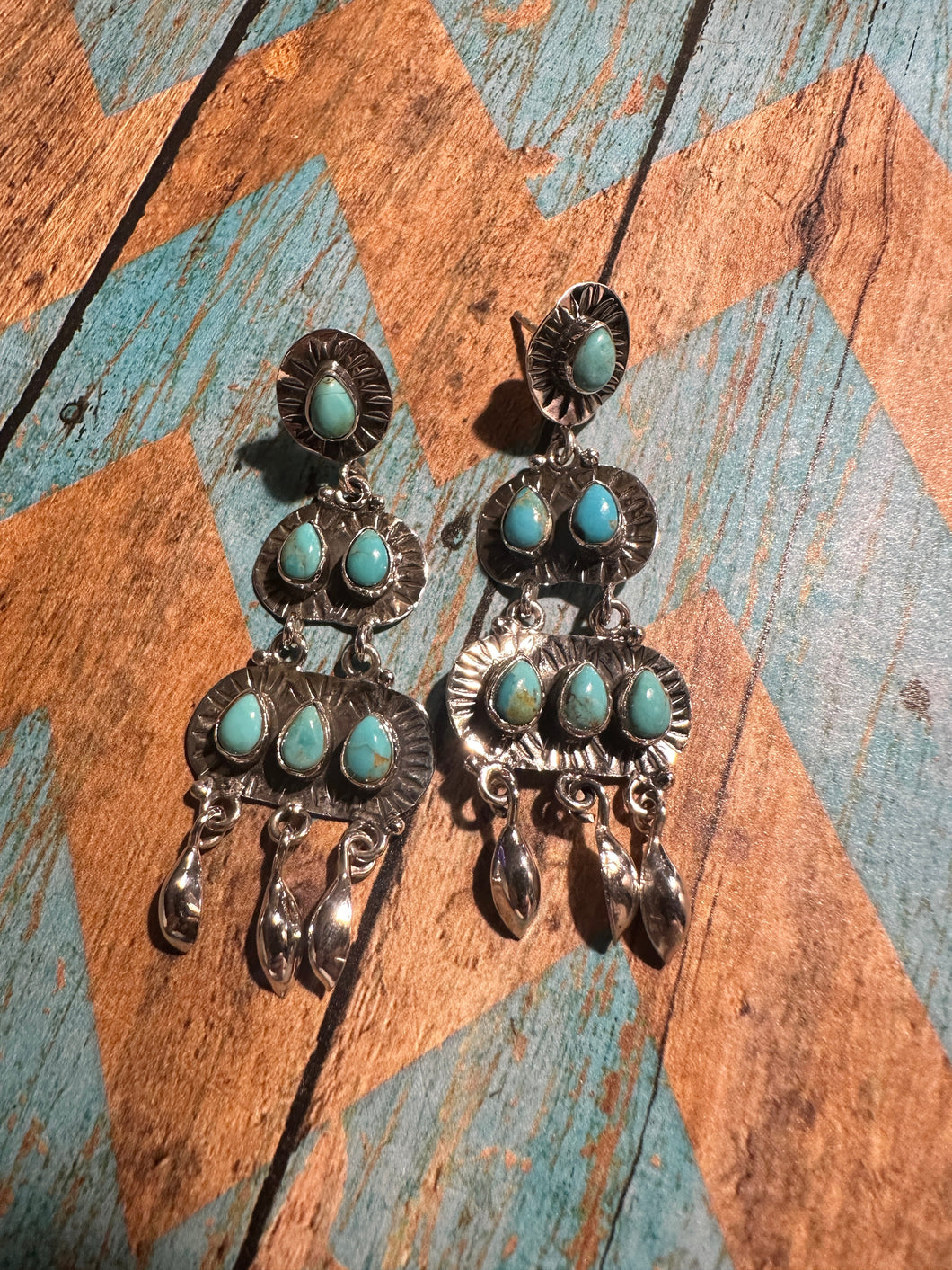 The Dixie Handmade Turquoise and Sterling Silver Dangles