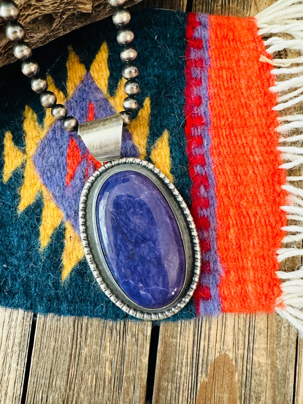 Navajo Charoite and Sterling Silver Star Pendant