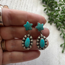 Load image into Gallery viewer, Handmade Star Sterling Silver &amp; Turquoise Dangle Earrings Signed Nizhoni