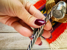 Load image into Gallery viewer, Navajo Twisted Sterling Silver &amp; Orange Spiny Cuff Bracelet