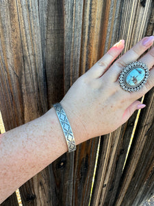 Beautiful Navajo Hand Stamped Bracelet Cuff Signed S.Tso