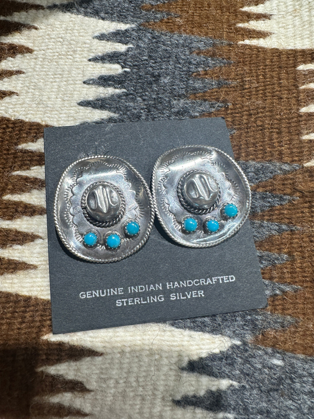 Navajo Turquoise & Sterling Silver Cowboy Hat Earrings