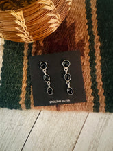 Load image into Gallery viewer, Navajo Onyx &amp; Sterling Silver Dangle Earrings