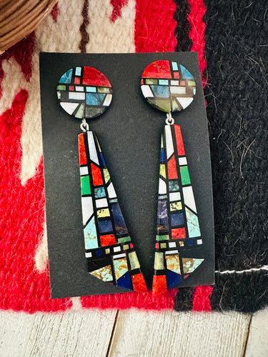 Santo Domingo Multi Stone Inlay Dangle Earrings