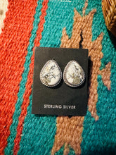Load image into Gallery viewer, SALE *AUTHENTIC* Navajo White Buffalo and Sterling Silver Teardrop Post Earrings