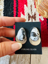 Load image into Gallery viewer, *AUTHENTIC* Navajo White Buffalo &amp; Sterling Silver Post Earrings