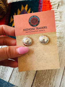 Navajo Hand Stamped Sterling Silver Stud Earrings