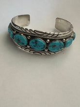 Load image into Gallery viewer, Navajo Old Pawn Natural Kingman Turquoise &amp; Sterling Silver Cuff Bracelet