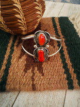 Load image into Gallery viewer, Old Pawn Navajo Sterling Silver &amp; Coral Cuff Bracelet