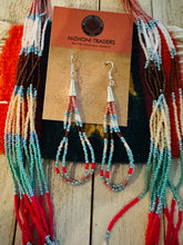 Load image into Gallery viewer, Navajo Sterling Silver &amp; Multicolor Beaded Necklace and Earring Set