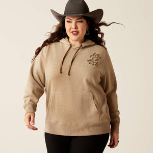 ARIAT Bronco Stitch Hoodie (Dark Oatmeal Heather)