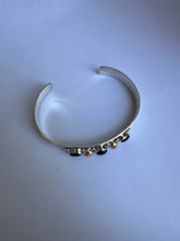 Load image into Gallery viewer, Handmade Sterling Silver, Onyx &amp; Spice Thin Cuff Bracelet Signed Nizhoni