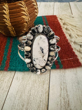 Load image into Gallery viewer, Navajo White Buffalo &amp; Sterling Silver Cluster Cuff Bracelet