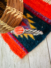 Load image into Gallery viewer, Navajo Twisted Sterling Silver &amp; Orange Spiny Cuff Bracelet