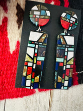 Load image into Gallery viewer, Santo Domingo Multi Stone Inlay Dangle Earrings