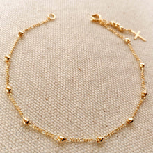 Load image into Gallery viewer, *AUTHENTIC 18k Gold Filled Beaded Bracelet with Cross Charm