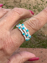 Load image into Gallery viewer, Handmade Sterling Silver Turquoise and CZ Eternity Band