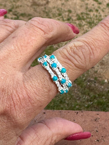 Handmade Sterling Silver Turquoise and CZ Eternity Band