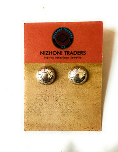 Navajo Hand Stamped Sterling Silver Stud Earrings