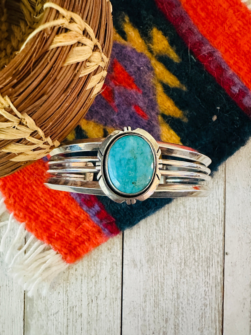 Navajo Sterling Silver & Turquoise Cuff Bracelet