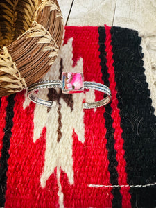 Navajo Sterling Silver & Pink Dream Mojave Cuff Bracelet