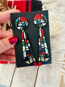 Santo Domingo Multi Stone Inlay Dangle Earrings