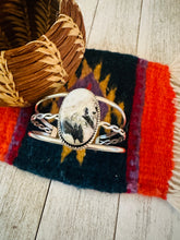 Load image into Gallery viewer, Navajo Sterling Silver &amp; White Buffalo Cuff Bracelet