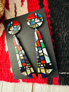 Santo Domingo Multi Stone Inlay Dangle Earrings