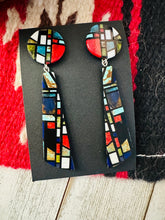 Load image into Gallery viewer, Santo Domingo Multi Stone Inlay Dangle Earrings