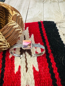 Navajo Sterling Silver & Pink Dream Mojave Cuff Bracelet