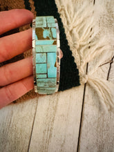 Load image into Gallery viewer, Navajo Number 8 Turquoise &amp; Sterling Silver Inlay Cuff Bracelet