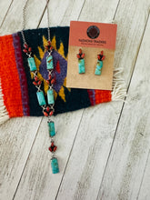 Load image into Gallery viewer, Handmade Sterling Silver, Turquoise &amp; Coral Necklace Set Signed Nizhoni