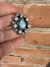 Load image into Gallery viewer, Handmade Sterling Silver, Cz &amp; Natural Golden Hills Turquoise Adjustable Ring Signed Nizhoni