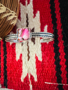 Navajo Sterling Silver & Pink Dream Mojave Cuff Bracelet