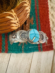 Navajo Turquoise & Sterling Silver Inlay Cuff Bracelet