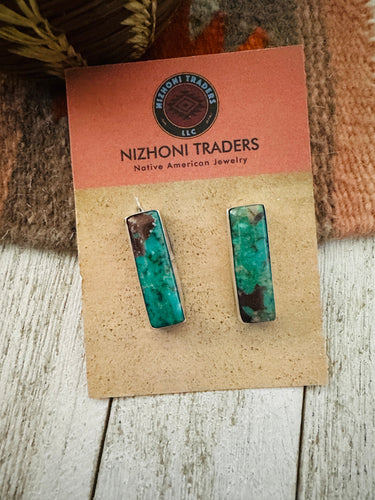 *AUTHENTIC* Navajo Royston Turquoise and Sterling Silver Rectangle Post Earrings