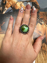 Load image into Gallery viewer, Beautiful Handmade Sonoran Turquoise And Sterling Silver Adjustable Single Stone Ring ROUND