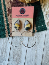 Load image into Gallery viewer, SALE *AUTHENTIC* Navajo Bumblebee Jasper Sterling Silver Hoop Earrings Signed