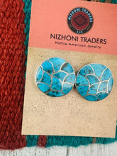 Load image into Gallery viewer, Zuni Sterling Silver &amp; Turquoise Inlay Post Earrings
