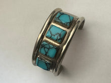 Load image into Gallery viewer, Navajo Turquoise &amp; Sterling Silver Cuff Bracelet