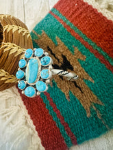 Load image into Gallery viewer, Navajo Kingman Turquoise &amp; Sterling Silver Cluster Cuff Bracelet