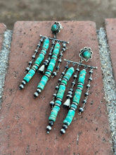 Load image into Gallery viewer, The Coachella Handmade Royston Turquoise and Sterling Silver Post Dangle Earrings