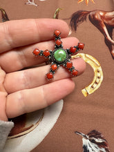 Load image into Gallery viewer, Beautiful Handmade Coral, Sonoran Turquoise And Sterling Silver Adjustable STAR Ring