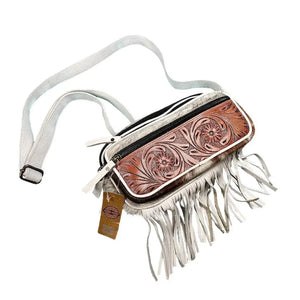 White Leather & Cowhide Fanny & Bum Bag