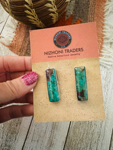 *AUTHENTIC* Navajo Royston Turquoise and Sterling Silver Rectangle Post Earrings