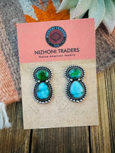 Load image into Gallery viewer, *AUTHENTIC* Navajo Sterling Silver &amp; Sonoran Gold Turquoise Dangle Earrings