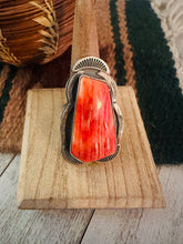 Load image into Gallery viewer, Navajo Orange Spiny &amp; Sterling Silver Ring Size 8.75